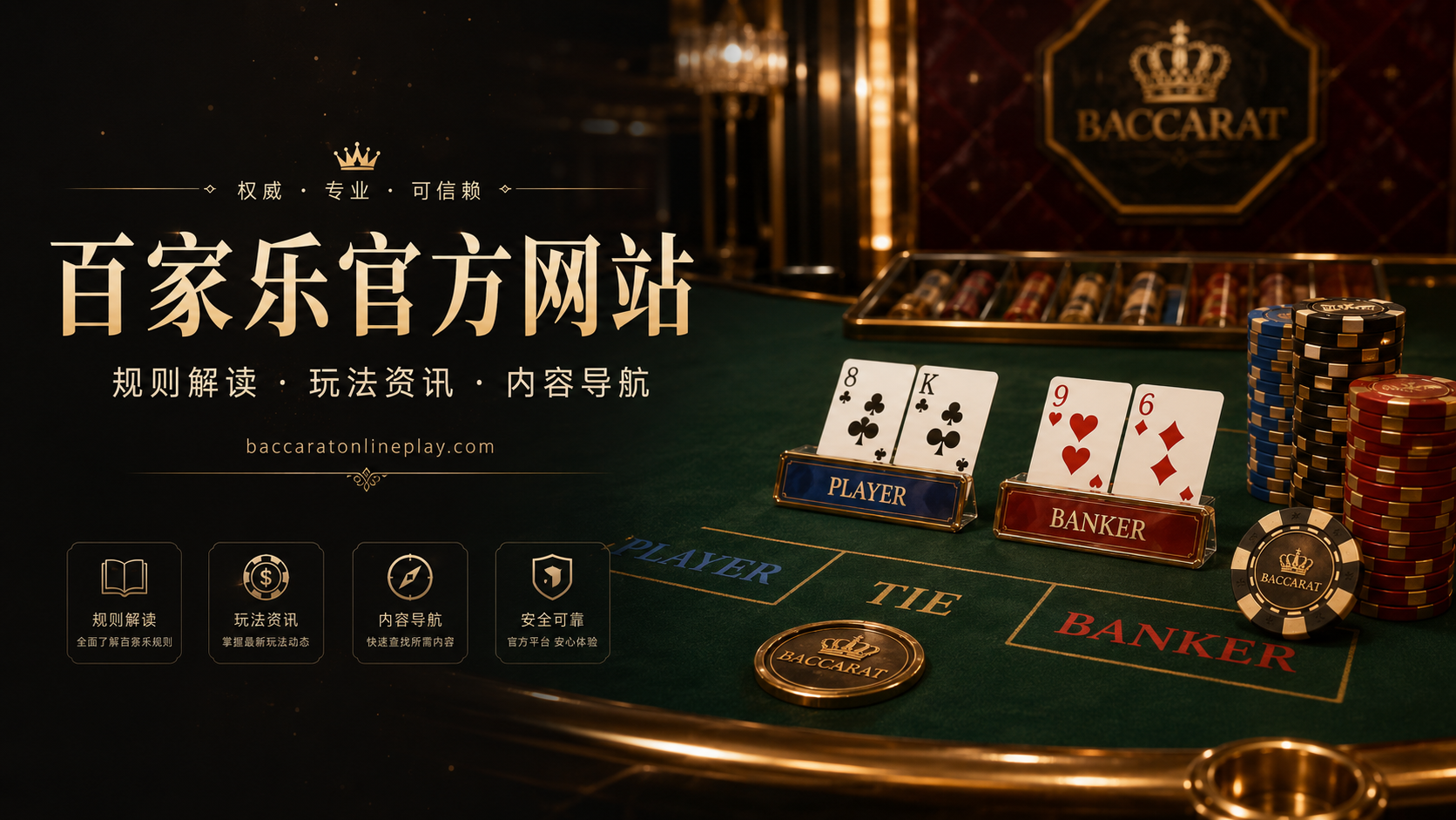 百家乐官方网站首页横幅,展示百家乐桌面、闲庄牌面和内容导航